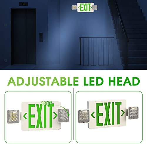 Garrini LED hitni svjetlo Combo Exit Rectangularna lampica 2-Heads UL certificirani GC4 za apartmane Hoteli Bolnice