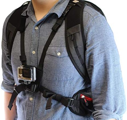 Navitech akcijski ruksak i 18-in-1 dodatni kompletni komplet sa integriranim remenom prsa kompatibilan sa GOPRO Hero 7 srebrnim vodootpornim digitalnim akcijskim kamerom