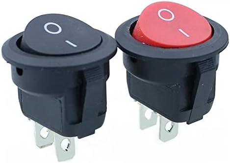 NDJQY 5pcs KCD1 okrugli kvadratni čamac Rocker Switch Crni crveni 2 PIN SPST ON-OFF 6A 250V / 10A 125V prekidač