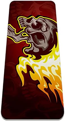 Siebzeh Flaming Skull Premium Thick Yoga Mat Eco Friendly Rubber Health & amp; fitnes non Slip Mat za sve vrste