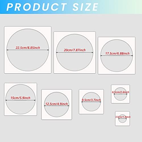 Veliki krug šablona za farbanje, plastična za višekratnu upotrebu 8 kom krug predložaka šablona za tkanine zidove papirnate umjetnosti Projekti Dekoracija kuće