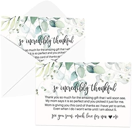 Greenery Baby Shower zahvalnice kartice napunjena Napomena od djevojke – pojedinačne beleške sa kovertama