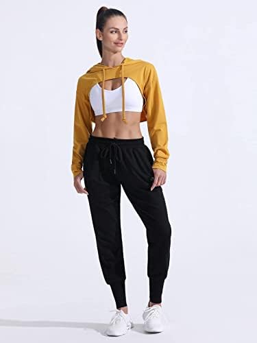 Fittin Cropped Top Hoodie Women - Dugi rukav Vježba Super Crop Top Duweatshirt Plus size Teretana Slatka pulover iz rezanja