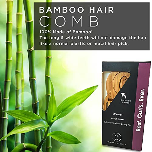 Kontrolirani CHOOS DETANGLING Comb Hair Pick & Boar Bristle Bundle za kosu - Eko Ljubavna kovrčava četka za kosu i drveni češalj za muškarce, žene i djecu svih vrsta kose