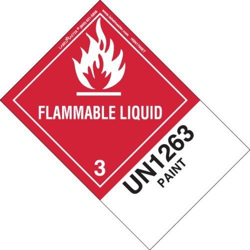 Labelmaster HSN1700ET oznaka zapaljive tečnosti, boja UN1263, papir, prošireni jezičak, Hazmat, 5.9