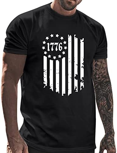 Majice za trening za muškarce majice za mišiće Bodybuilding teretana Tee Casual kratki rukav Crewneck Top Shirt Retro američka zastava majica