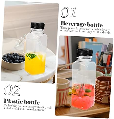ZERODEKO 8PCS Stakleni spremnik sa poklopcem sa poklopcem Staklene boce za vodu za vodu za nekuposlovanje pića za jednokratnu upotrebu Flašica za jednokratnu frižidere boce za boce od plastičnih sokova Pića za piće