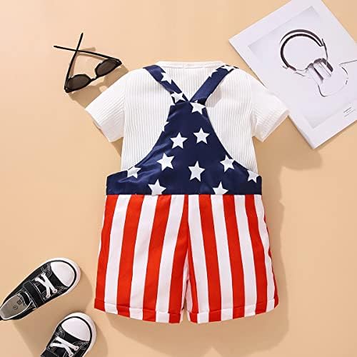 Guodeunh 4. jula Toddler Baby Girl Boy Patriots Outfits Solid Majica Teers American Zastava Pokape za kaiševe skakače