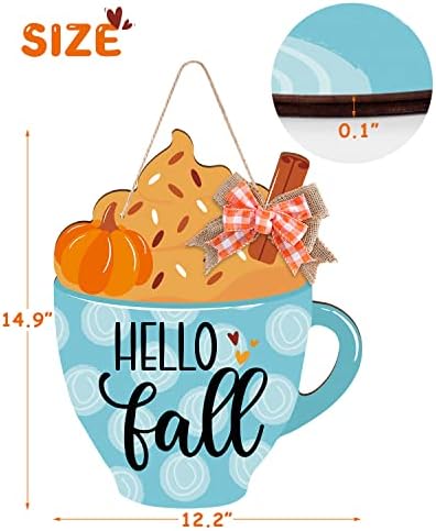 Pozdrav Jesen Pumpkin Spice Latte Vrata Sigurna jesen Seoska kuća Drveni vješalica za ulazna