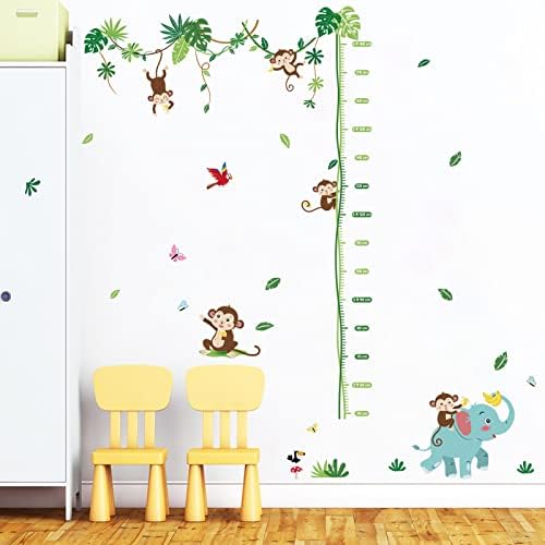 Wondver Traver Monkey Light Chart Zidne naljepnice za životinje Mjera za životinje i stick zidne umjetničke