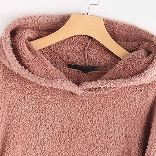Ženski džemperi 2023 Fleece Embloidery Cat uho plus veličine Duksev džep gornji džemper bluza