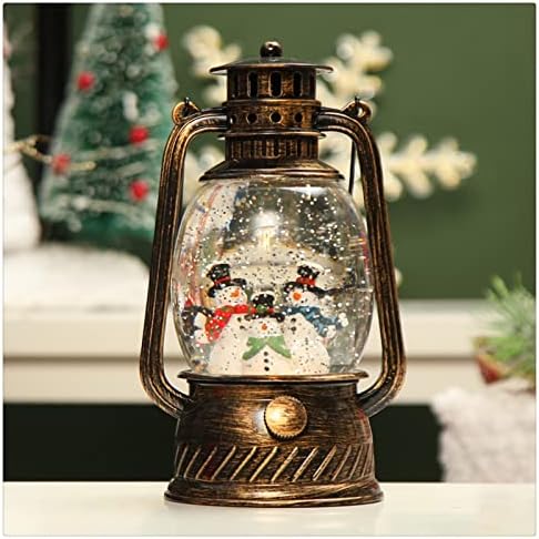 Yehei Božićni sniježni globus sa 8 glazbe, osvijetljene vode blistavo pjevanje lampion, vintage stil Djeda Mraza viseći fenjer za božićne ukrase, a