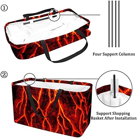 50L Shopper torbe Magma Lava sklopiva kutija za kupovinu torba za namirnice sa ručkama, za višekratnu upotrebu
