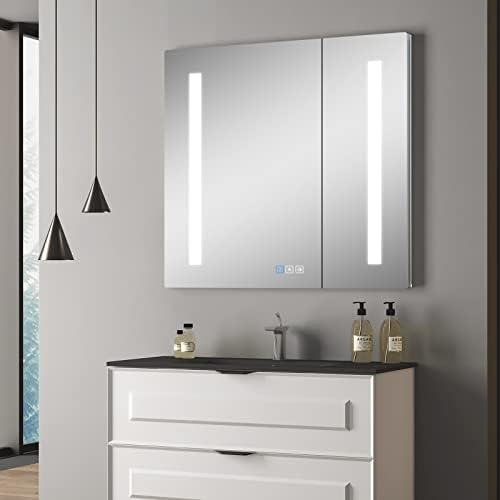 Fundin kupatilo Led ogledalo medicinski Ormarić sa Odmrzivačem, Dimerom, izlazom i USB punjačem, Ugradni ili površinski nosač, Aluminijum, 24W x 25,6 H inča