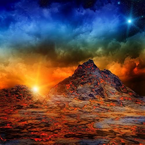 Baocicco 10x10ft vulkanska erupcija pozadina Flaming Magma debeli dim prirodni pejzaž sunce sjajne zvijezde