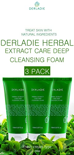 DERLADIE HERBAL EXTRACT care pena za dubinsko čišćenje 150ml / 5.07 fl.oz.x3ea l korejska Njega kože., Zelena