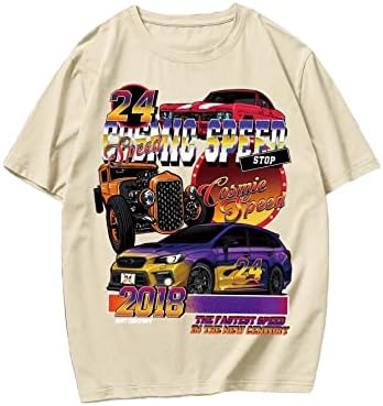 Gorglitter Muški trkački automobil Grafički print majica Kratki rukav Okrugli vrat Ležerne prilike