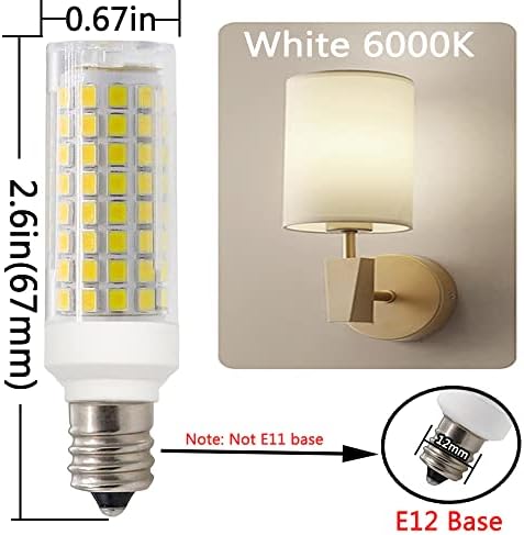 SYXKJ E12 LED sijalica, 75W ekvivalentna 750 lumena E12 sijalice sa Kandelabrom, 120v bijele 6000k bez zatamnjivanja za luster, Stropni ventilator