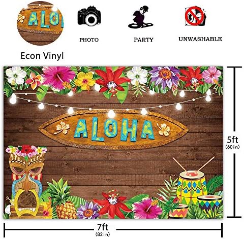 Funnytree ljeto Aloha Luau Party Backdropski havajski Rustikalni drveni pod cvjetni Tiki fotografija