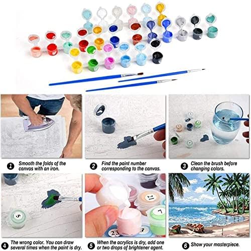 LWZAYS Paint By Numbers for adult Beginner, DIY Adult Paint by Number Kits On Canvas Moon Acrylic Paint, crtanje farbom sa četkicama ulje Painting Home Decor 20X16