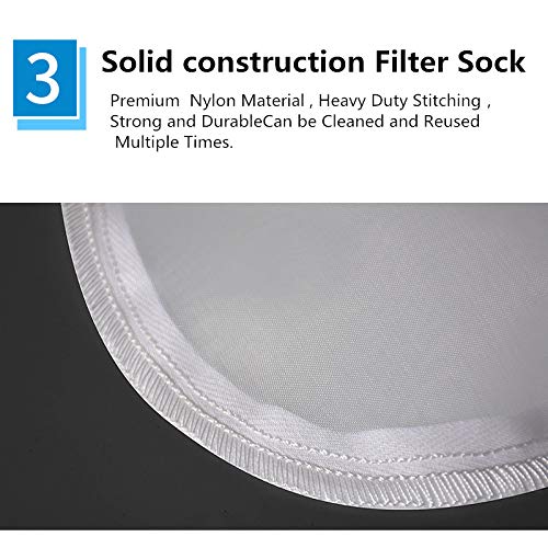 400 mikrona najlonske monofilamentne mrežaste vrećice za filtere 7 inča prsten sa 16 inča dugim filterom čarape Veličina 1 filtriranje tečnosti - 1 pakovanje