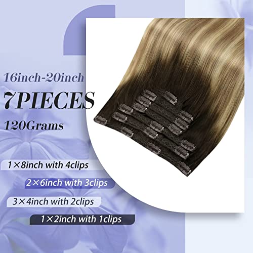 Moresoo Bundle Clip+Sew In balayage ekstenzije za kosu 24 inča prava ljudska boja kose 3 smeđe