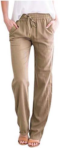 Posteljine hlače Ženske hlače široke noge za žene plus veličine elastične struke Ležerne ljetne hlače