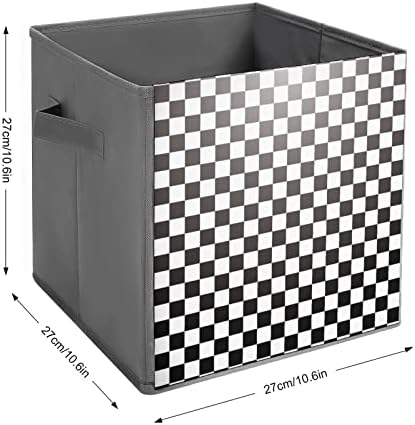 Crna bijela trkačka karirana Zastava velike kocke kante za skladištenje sklopiva platnena kutija za odlaganje