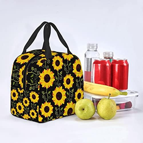 Moderan cvjetni suncokret za ručak izolirana kutija za ručak za žene i muškarce, svijetlo trajna torba za uredsku školu