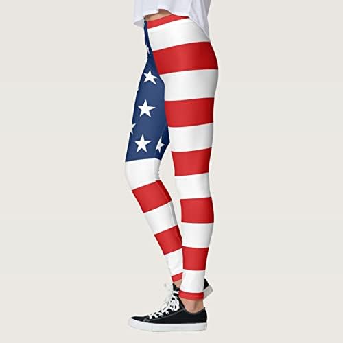 Američki zastavačke tajice Ženske temmeske kontrole Patriotske zvijezde Stripes pantalone