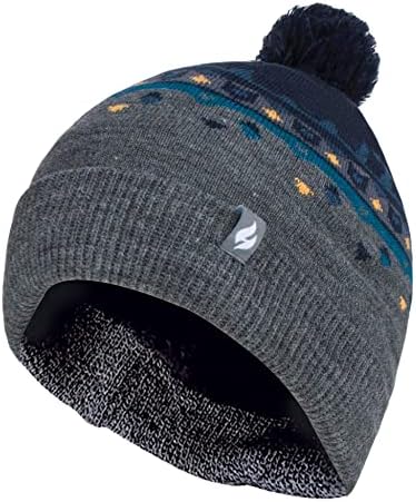 Držači toplote-muški fini pleteni zimski topli šešir sa pom Pom | flis obloženim