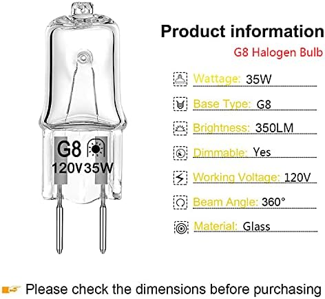 G8 halogena sijalica 35W 120V T4 JCD tip G8 Bi-Pin baza zatamnjiva G8 male sijalice za osvjetljenje Pakova ispod ormarića, toplo Bijela 2700k