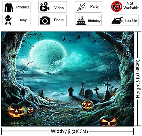 Halloween Party fotografija pozadina 7x5ft vinil horor Mjesečeva Noć strašno groblje bundeva fenjer
