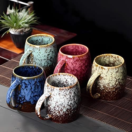 Ofilver Veliki keramički šalica od 2, 14 oz Ručno izrađene posude čajnih čaša sa ručkom za kapućino,