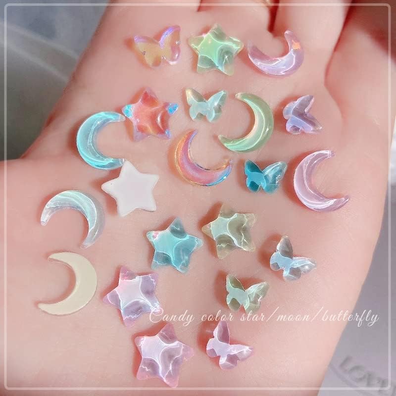 10kom / lot K9 Crystal Netizen ljepota djevojka mjesec nakit za nokte zvijezda običan Leptir za lice šareni Mocha dnevnik noktiju s ravnim dnom -
