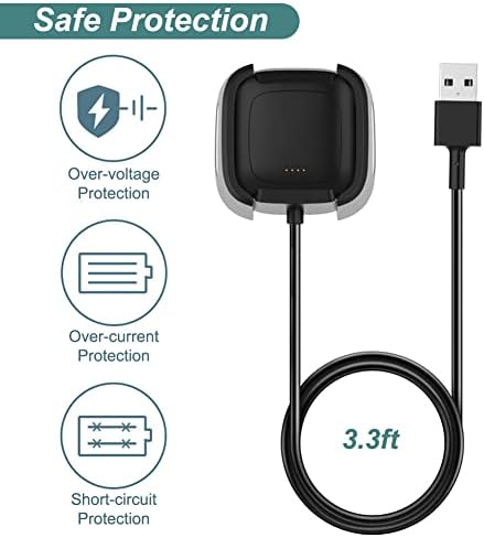 Punjač za Fitbit Versa 2, zamjenska priključna stanica za punjenje sa 3.3 ft USB kablom za Fitbit Versa 2