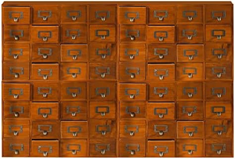 64-ladica Drvena kutija za odlaganje tradicionalni apotekarski ormar od orahovog drveta - 64-Slot drvena jedinica za ladice stola sa držačima naljepnica & ručke - višeslojni Organizator ladica za radne ploče