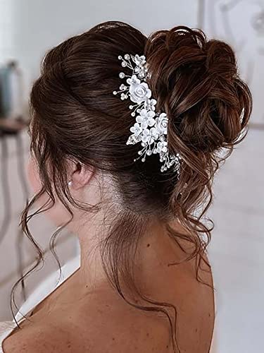 Unicra cvijet Bride vjenčanje Hair Vine Pearl Bridal Hair komad list Hair Accessories Rhinestone traka za glavu za žene i djevojčice
