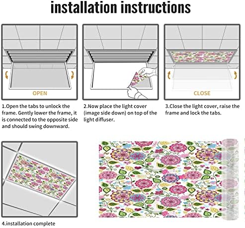 Fluorescentno svjetlo poklopci za plafon svjetlo difuzor ploče-cvjetni uzorak-fluorescentno svjetlo poklopci