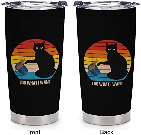 Uradite ono što želim za crnu mačku plastičnu putnicu vakuum izolirane kafe šalica izdržljiva kola modna šolja za kavu