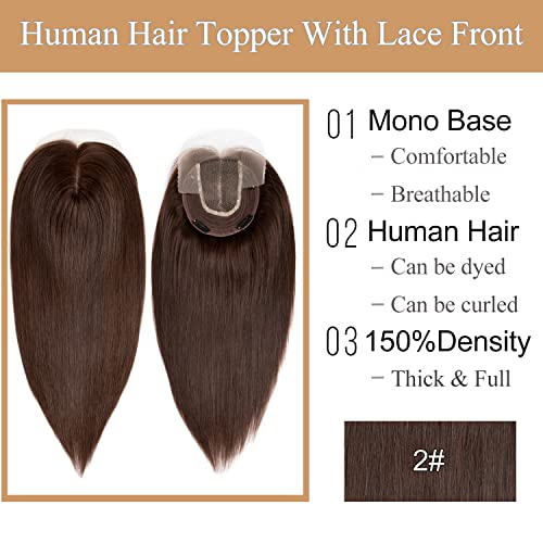 Teresa Lace prednji Topper za kosu, Mono frizura, zatvaranje, kopča u Toperima za ljudsku kosu 150% gustoća