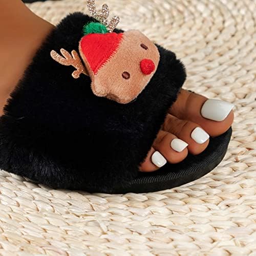 Ženske pamučne papuče Božićni slatki elk zagrijavajuće stane cipele flop sandale unutarnje kućne