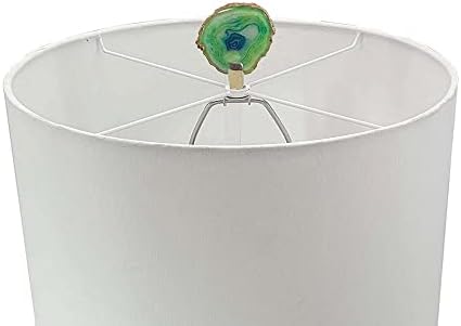 A i B Home 29.5 H Green i bijela lampica u obliku bubnja / agatna stolna lampa za noćni ormarić,