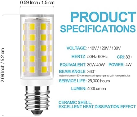 Yucclim električna svijeća LED žarulja, 4W LED sijalica, spora generacija topline, za mirisan priključak za toplije noćni svjetlog, noćna svjetlost, vosak topi mirisan vosak za svijeće C7 CANDELABRA baza 2-pakovanje, toplo bijelo