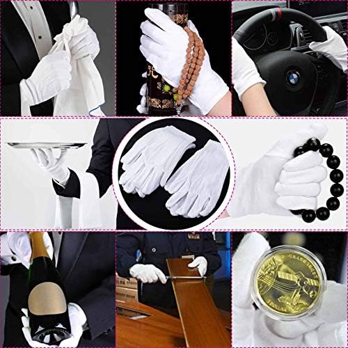 Pamučne rukavice od 20 pari za suhe ruke, Paxcoo bijele pamučne rukavice za ekcem, kozmetičku hidrataciju i inspekciju novčića, srednje veličine