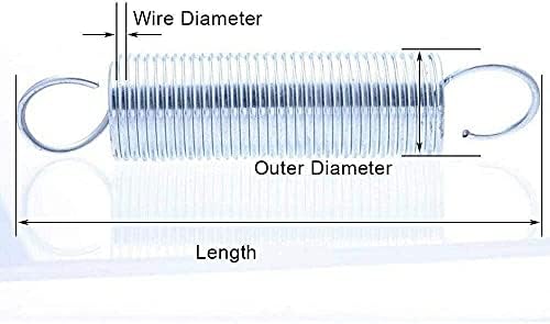 Nianxinn kompresion Opruge prečnik žice 1 mm bijeli pocinčani vanjski promjer 7 mm zatezana opruga sa produžetkom kuka Proljetna dužina 20-60 mm 10pcs Proljeće