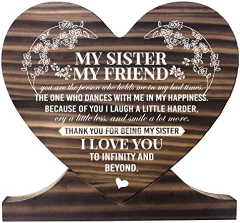 Sestra poklon tiskana drvena ploča, poklon drveni plaket srca, srce drveta, moja sestra Moj prijatelj Decor