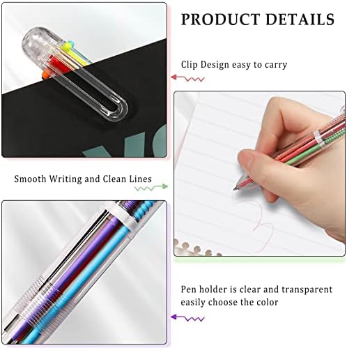 SFLHHDM hemijska olovka sa 4 pakovanja, 6-u-1 višebojne hemijske olovke na uvlačenje, olovka sa šarenim mastilom od 0,5 mm, olovka u više boja za školski Kancelarijski materijal, šarene olovke za dečije zabave, dečiji poklon