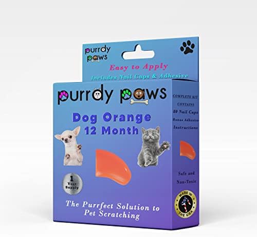 Purrdy Paws 1 godina snabdevanja mekim kapicama za nokte za pseće kandže narandžasti XXL