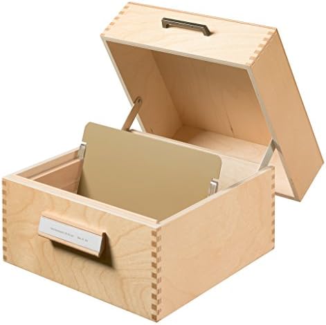 HAN 505, Drvena kutija za arhiviranje kartica A5 pejzaž, za 900 karata, metalna baza/potporna ploča, prirodno drvo